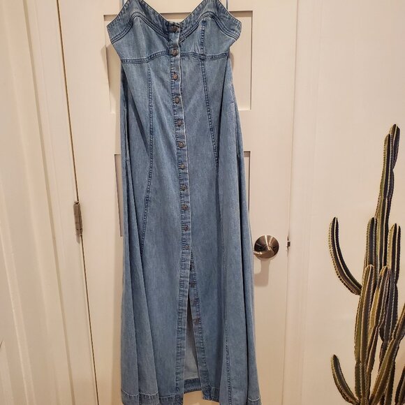 Free People Just Jill Denim Maxi Dress Size XS - Picture 3 of 5
